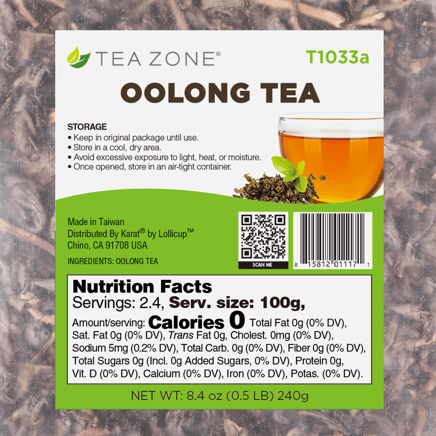 Tea Zone Oolong Tea Leaves - Case of 25 bags