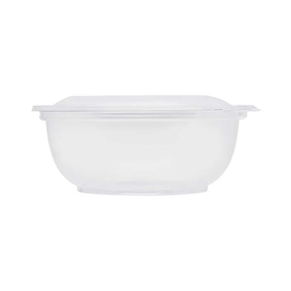 Clear Karat 24 oz PET Plastic Tamper Resistant Hinged Salad Bowl with Dome Lid