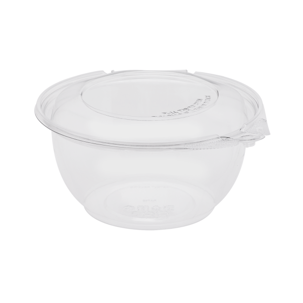 Karat 32 oz PET Plastic Tamper Resistant Hinged Salad Bowl with Dome Lid - 240 sets