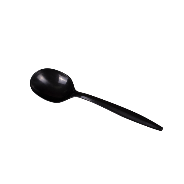 Karat PP Plastic Medium Weight Soup Spoons Bulk Box, Black - 1,000 pcs
