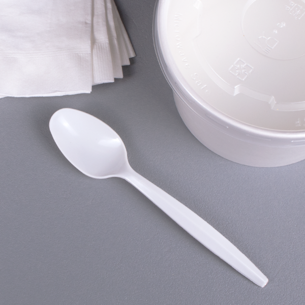 Karat PP Plastic Medium-Heavy Weight Tea Spoons Bulk Box, White - 1,000 pcs