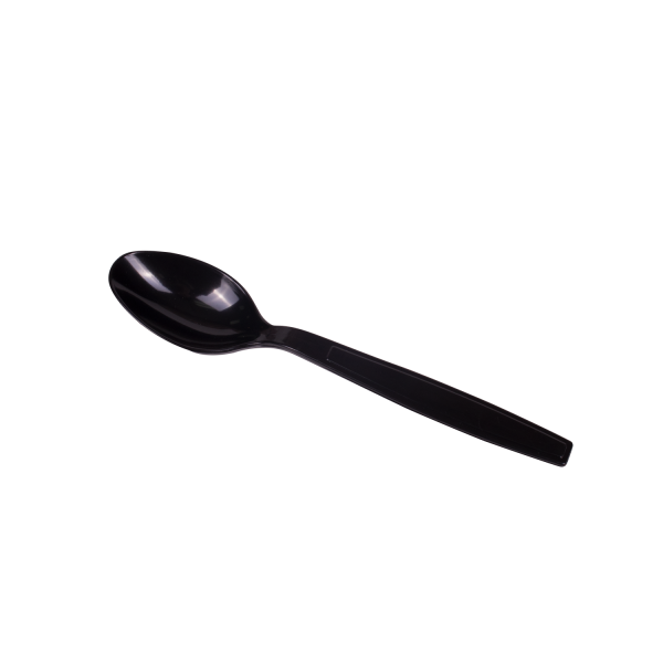 Karat PS Plastic Extra Heavy Weight Tea Spoons, Black - 1,000 pcs