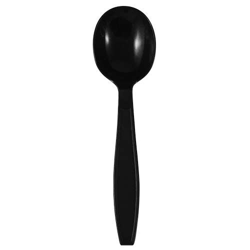 Karat PP Plastic Extra Heavy Weight Soup Spoons, Black - 1,000 pcs
