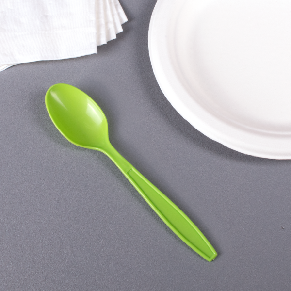 Karat PP Plastic Extra Heavy Weight Tea Spoons, Green - 1,000 pcs