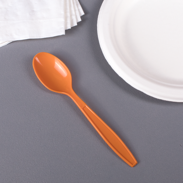 Karat PP Plastic Extra Heavy Weight Tea Spoons, Orange - 1,000 pcs
