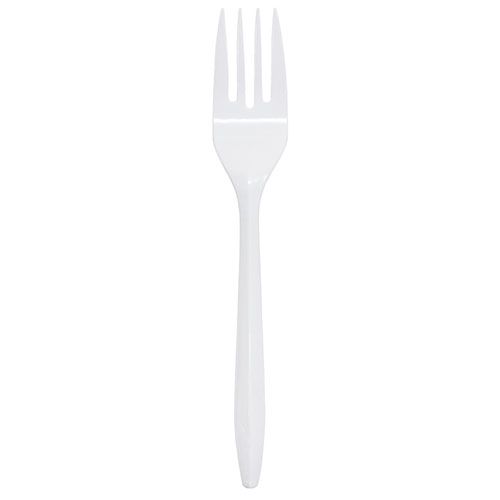 Karat PS Plastic Medium Weight Forks Bulk Box, White - 1,000 pcs