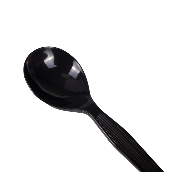 Karat PS Plastic Medium-Heavy Weight Soup Spoons Bulk Box, Black - 1,000 pcs