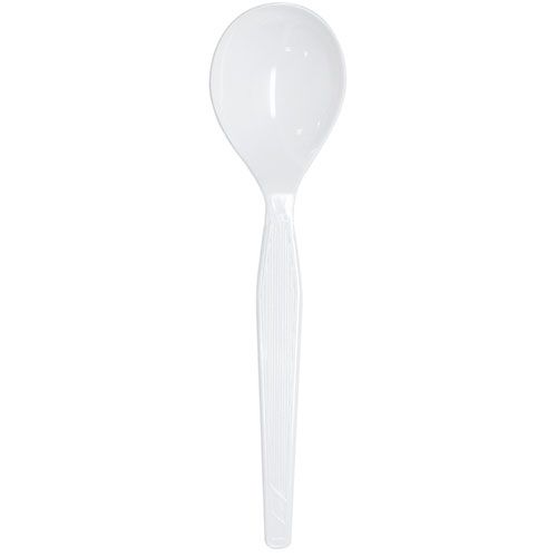 Karat PS Plastic Medium-Heavy Weight Soup Spoons Bulk Box, White - 1,000 pcs