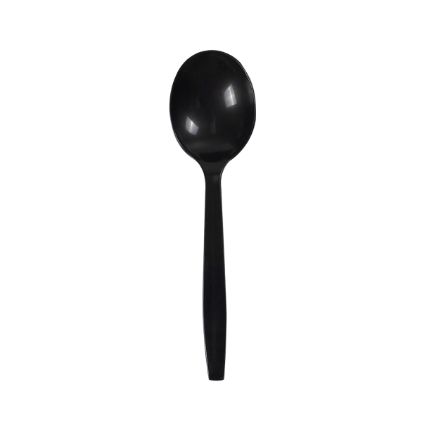 Karat PP Plastic Premium Extra Heavy Weight Soup Spoon, Black - 1,000 pcs