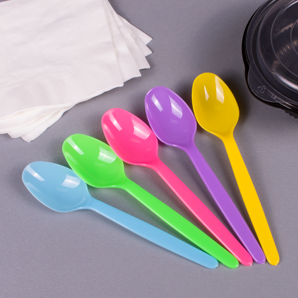 Karat PS Plastic Heavy Weight Tea Spoons, Rainbow - 1,000 pcs