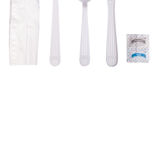 Karat PP Plastic Heavy Weight Cutlery Kits with Salt and Pepper, White - 250 kits