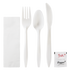 Karat PP Plastic Medium Weight Cutlery Kits with Salt and Pepper, White - 250 kits