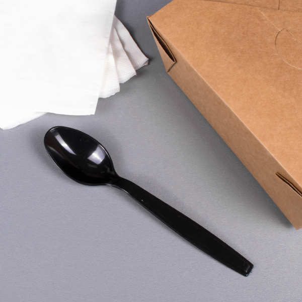 Karat PS Plastic Heavy Weight Tea Spoons Bulk Box, Black - 1,000 pcs