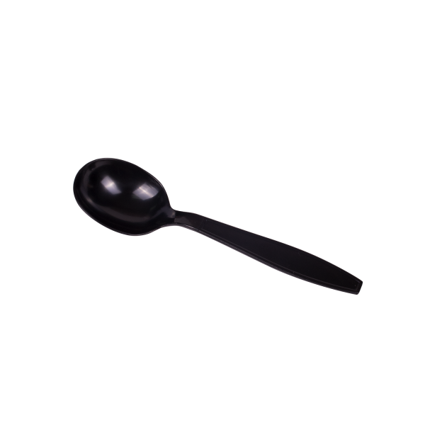 Karat PS Plastic Heavy Weight Soup Spoons Wrapped, Black - 1,000 pcs