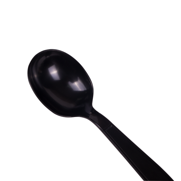 Karat PS Plastic Heavy Weight Soup Spoons Wrapped, Black - 1,000 pcs