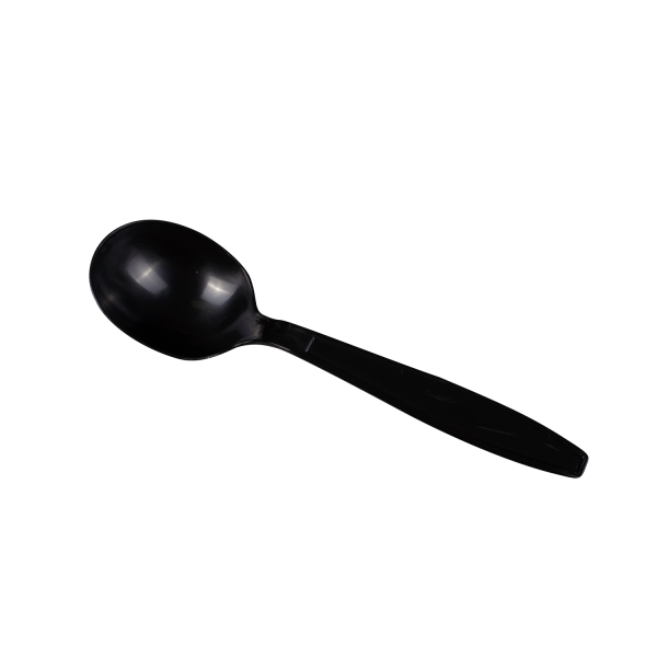 Karat PP Plastic Heavy Weight Soup Spoons Wrapped, Black - 1,000 pcs