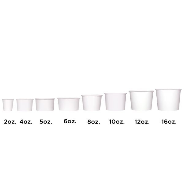 White Karat Food Container sizes