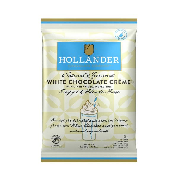 Hollander White Chocolate Frappe Powder in white 2.5 lb bag